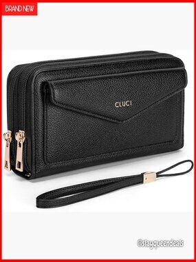 Large Capacity RFID Blocking Wristlet Wallet with 37 Pockets